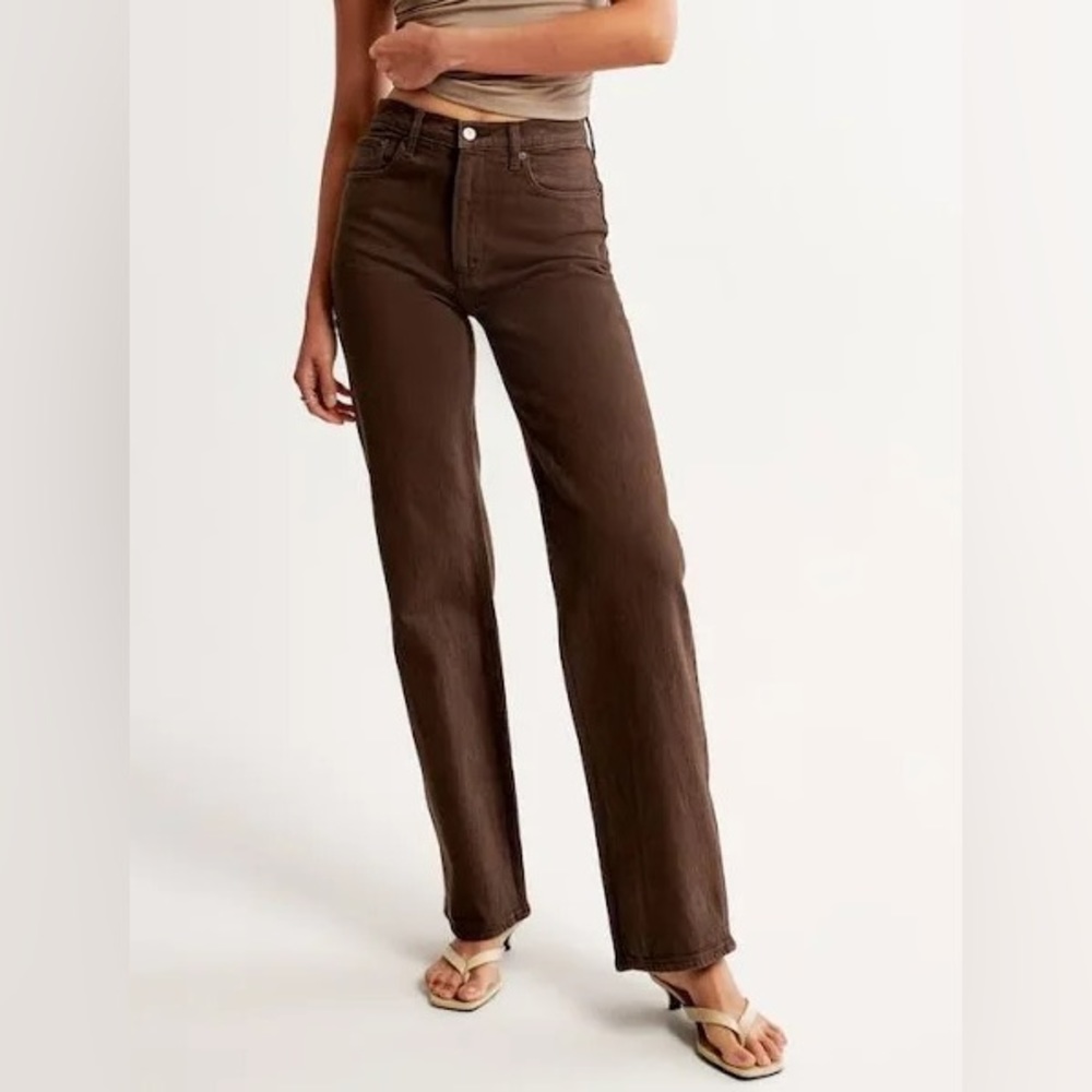 Brown Abercrombie & Fitch The 90s Straight Ultra High Rise